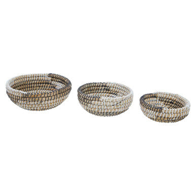Set Of 3 Baskets With Black And White Detail