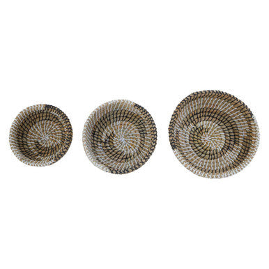 Set Of 3 Baskets With Black And White Detail