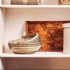 Set Of 3 Baskets With Black And White Detail