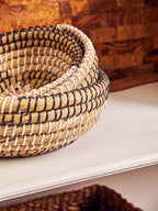 Set Of 3 Baskets With Black And White Detail