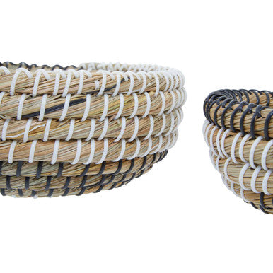 Set Of 3 Baskets With Black And White Detail
