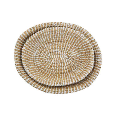 Set of Two Oval Woven Baskets