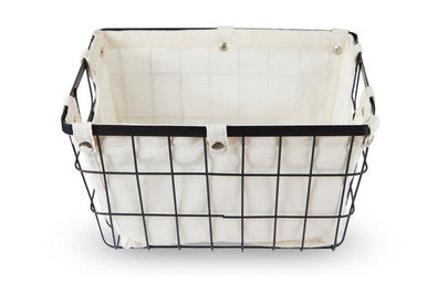 Medium Black Wire Storage Basket with Lining