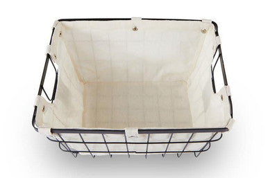 Medium Black Wire Storage Basket with Lining