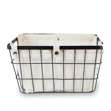 Medium Black Wire Storage Basket with Lining
