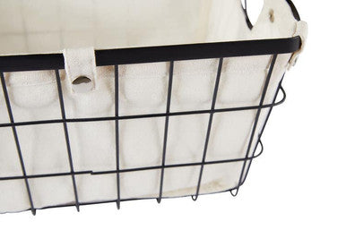 Medium Black Wire Storage Basket with Lining