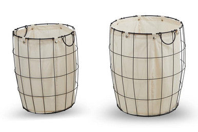 Set of Two Matte Black Laundry Baskets