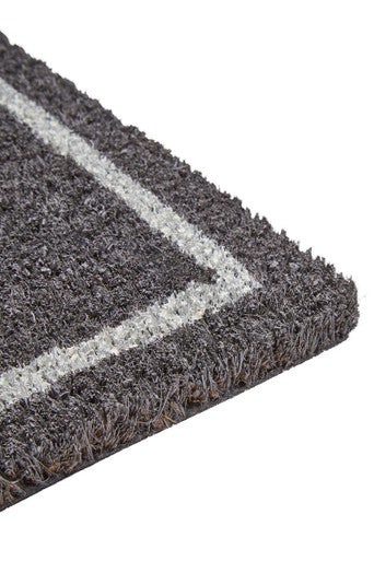 Hello Grey and White Rectangular Coir Doormat