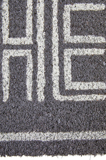 Hello Grey and White Rectangular Coir Doormat