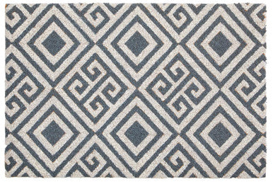 Blue and White Geo Coir Doormat
