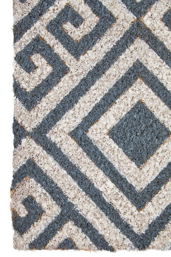 Blue and White Geo Coir Doormat