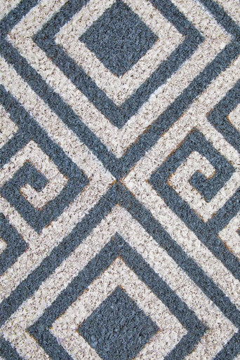 Blue and White Geo Coir Doormat