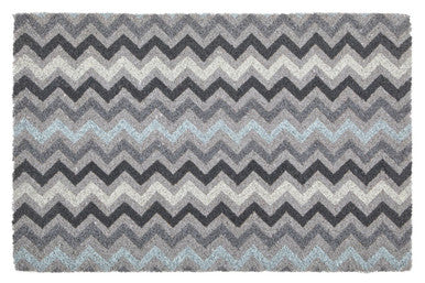 Grey and White Chevron Coir Doormat