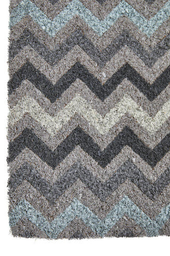 Grey and White Chevron Coir Doormat