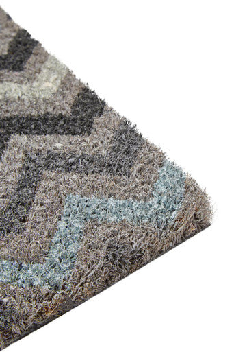 Grey and White Chevron Coir Doormat