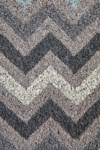 Grey and White Chevron Coir Doormat