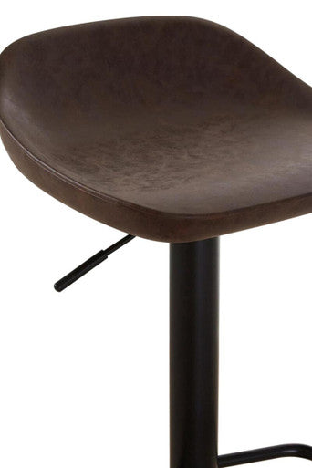 Mocha Leather Effect Set of 2 Adjustable Bar Stools