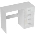 Computer Desk with Drawers, Dressing Table, High Gloss Home Office Writing Workstation, White White