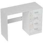 Computer Desk with Drawers, Dressing Table, High Gloss Home Office Writing Workstation, White White