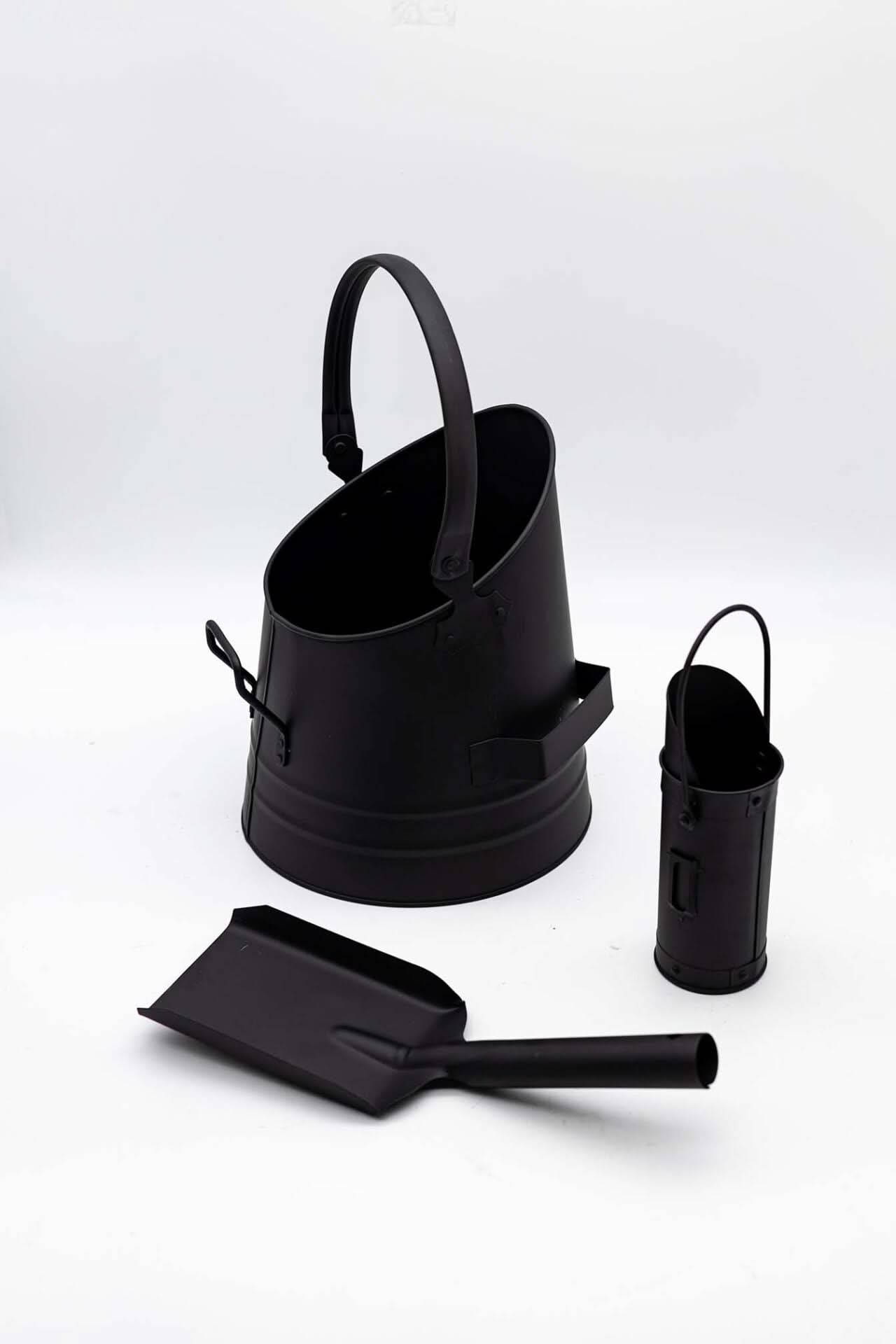 Fireside Coal Bucket & Match Canister - Black