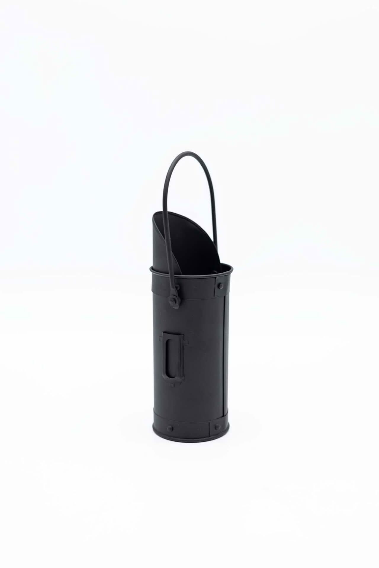 Fireside Coal Bucket & Match Canister - Black