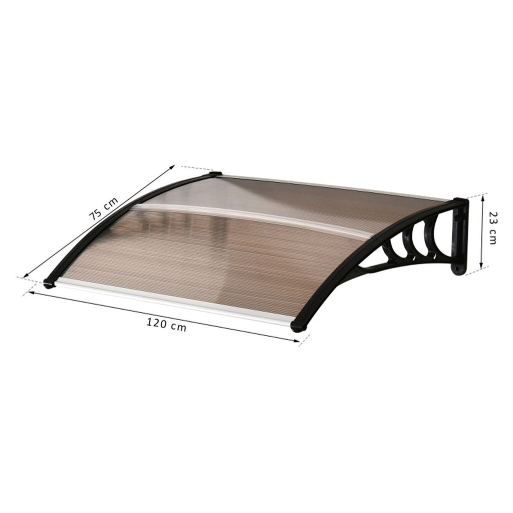 Door Canopy (Brown Sheet & Black Bracket) 75 L x 120 W x 23 H cm