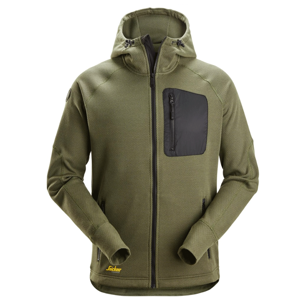 Snickers 8041 FlexiWork, Fleece Hoodie Various Colours Khaki Green Black