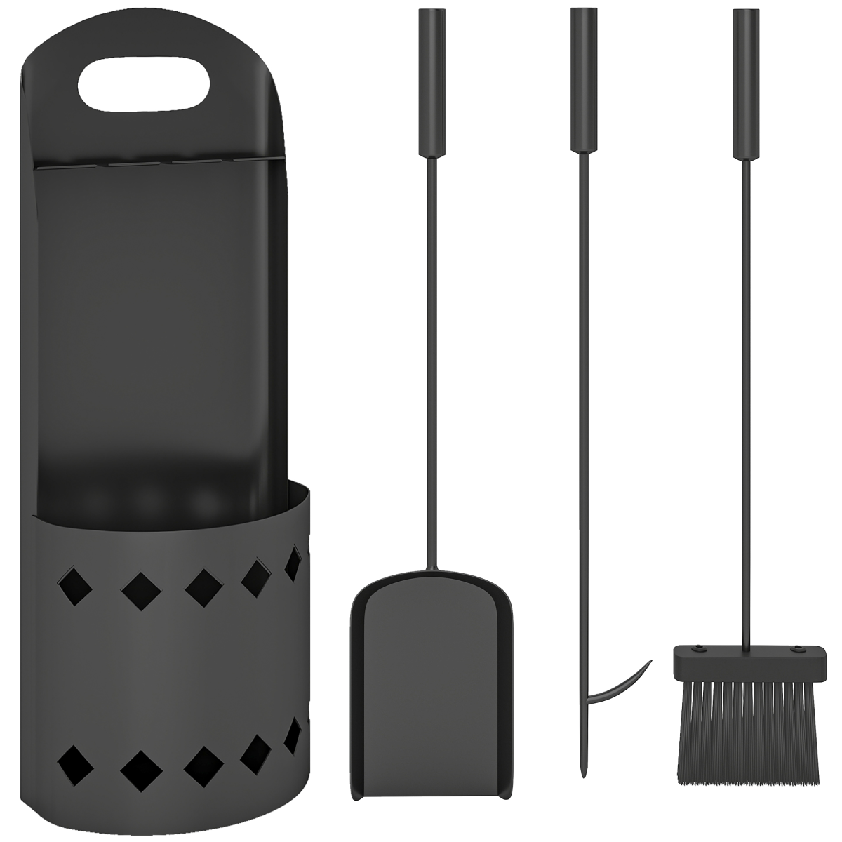 4 PCS Fireplace Companion Set, Metal Fireside Companion Set, Black