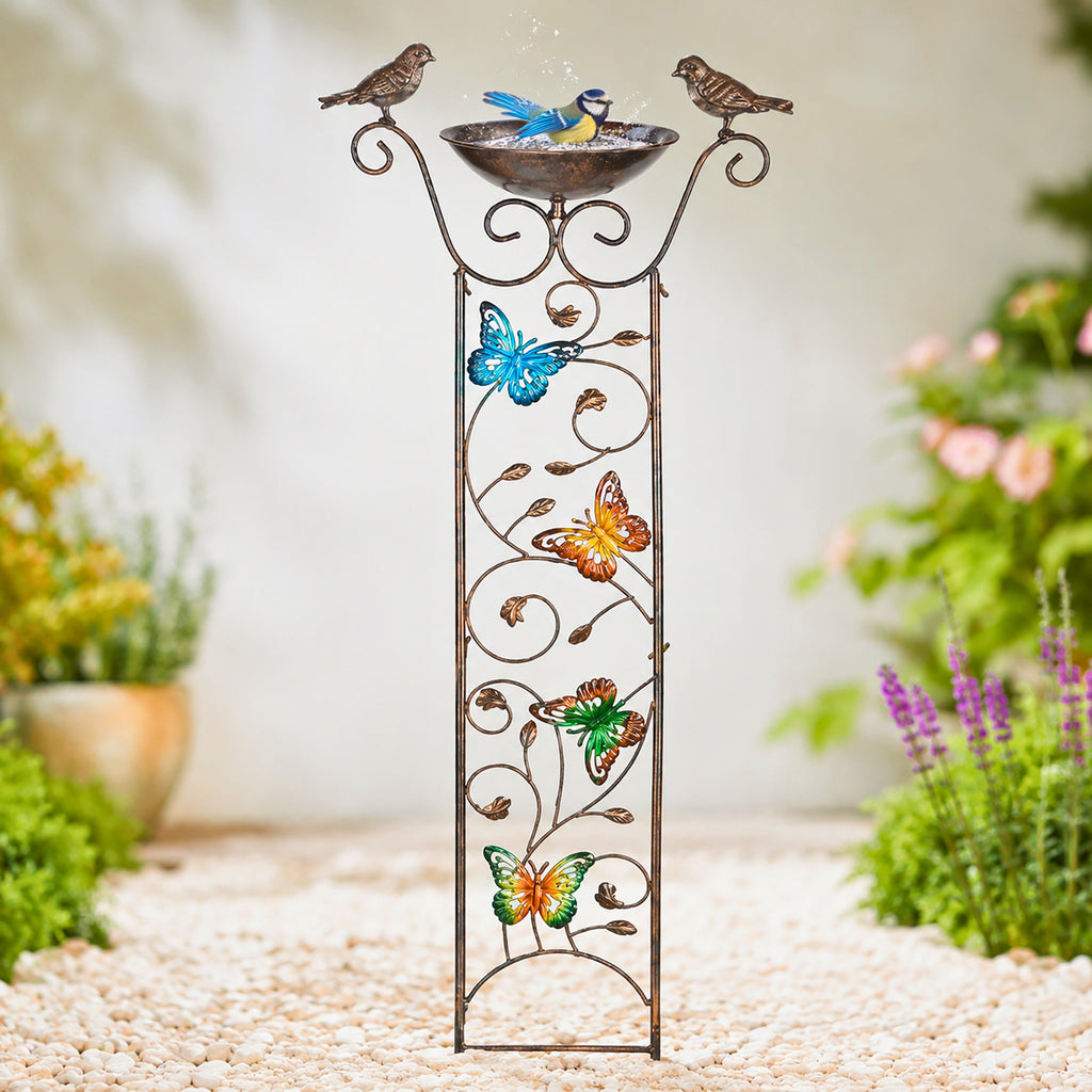 Bronze Effect Butterfly Garden Bird Bath and Bird Feeder