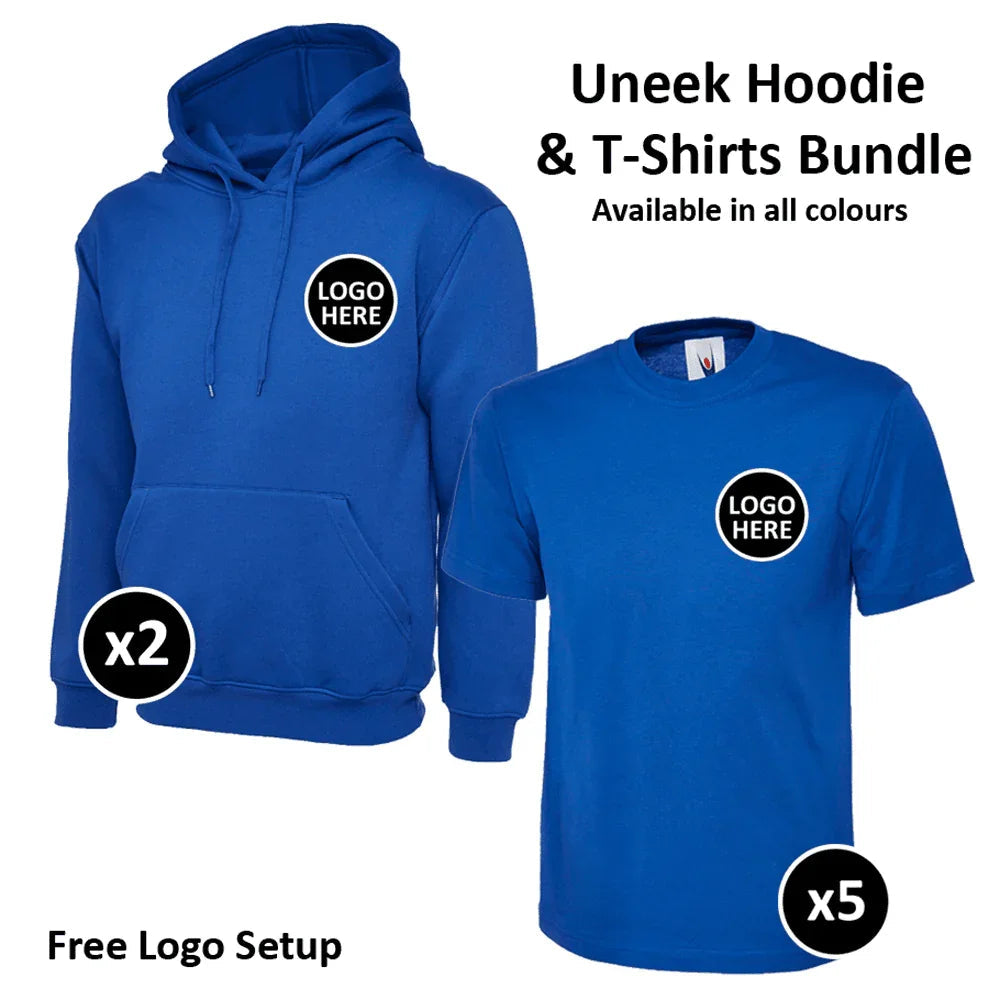 Uneek Hoodie & T-Shirts Bundle Inc Logo - 7 Items
