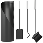 4 PCS Fireplace Companion Set, Metal Fireside Companion Set, Black