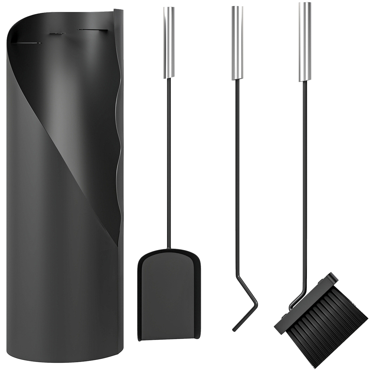 4 PCS Fireplace Companion Set, Metal Fireside Companion Set, Black