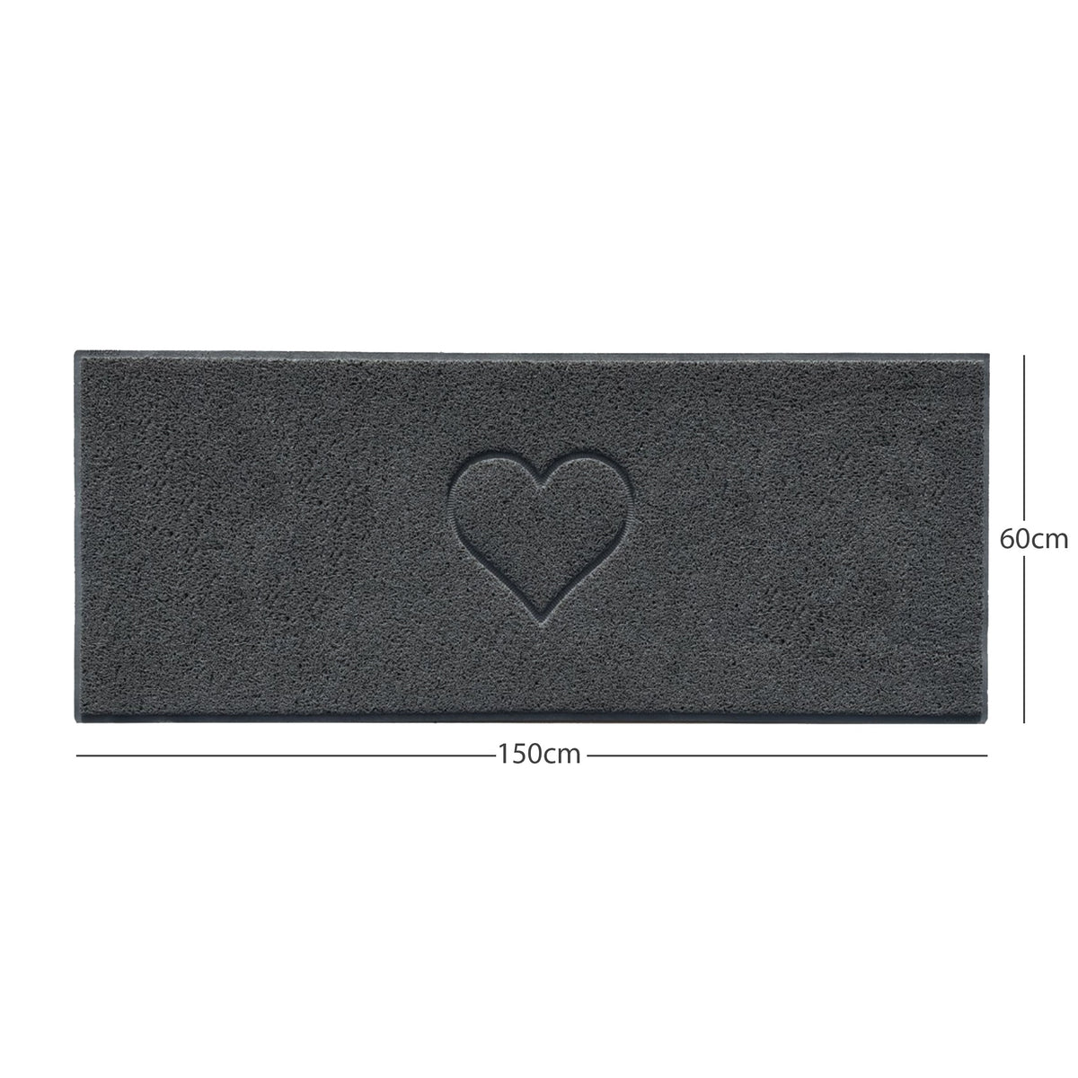 "Heart" Embossed Loofah Textured Spaghetti Door Mat Dark Grey 150cm x 60cm No (Suitable for Outdoors)