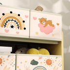 3-Tier Toy Organiser Shelf with 9 Storage Boxes for Bedroom