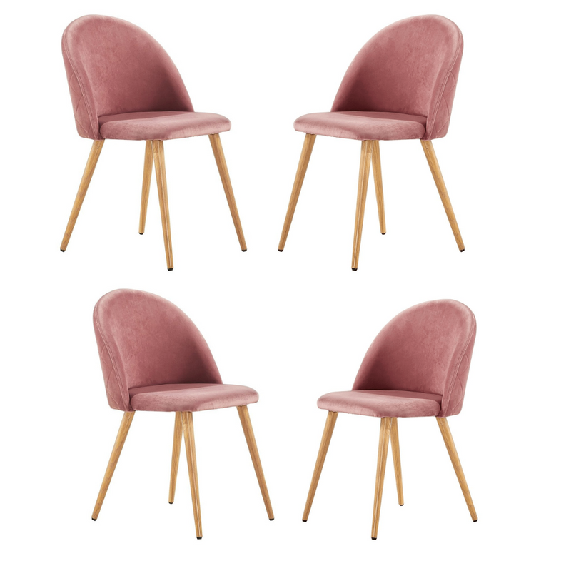 Velvet Dining Chair Or Dressing Table Chair Pink Set of 4