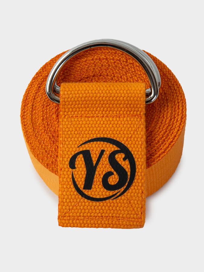 GOTS Organic Cotton D-Ring 2.5m Yoga Belt Strap Saffron