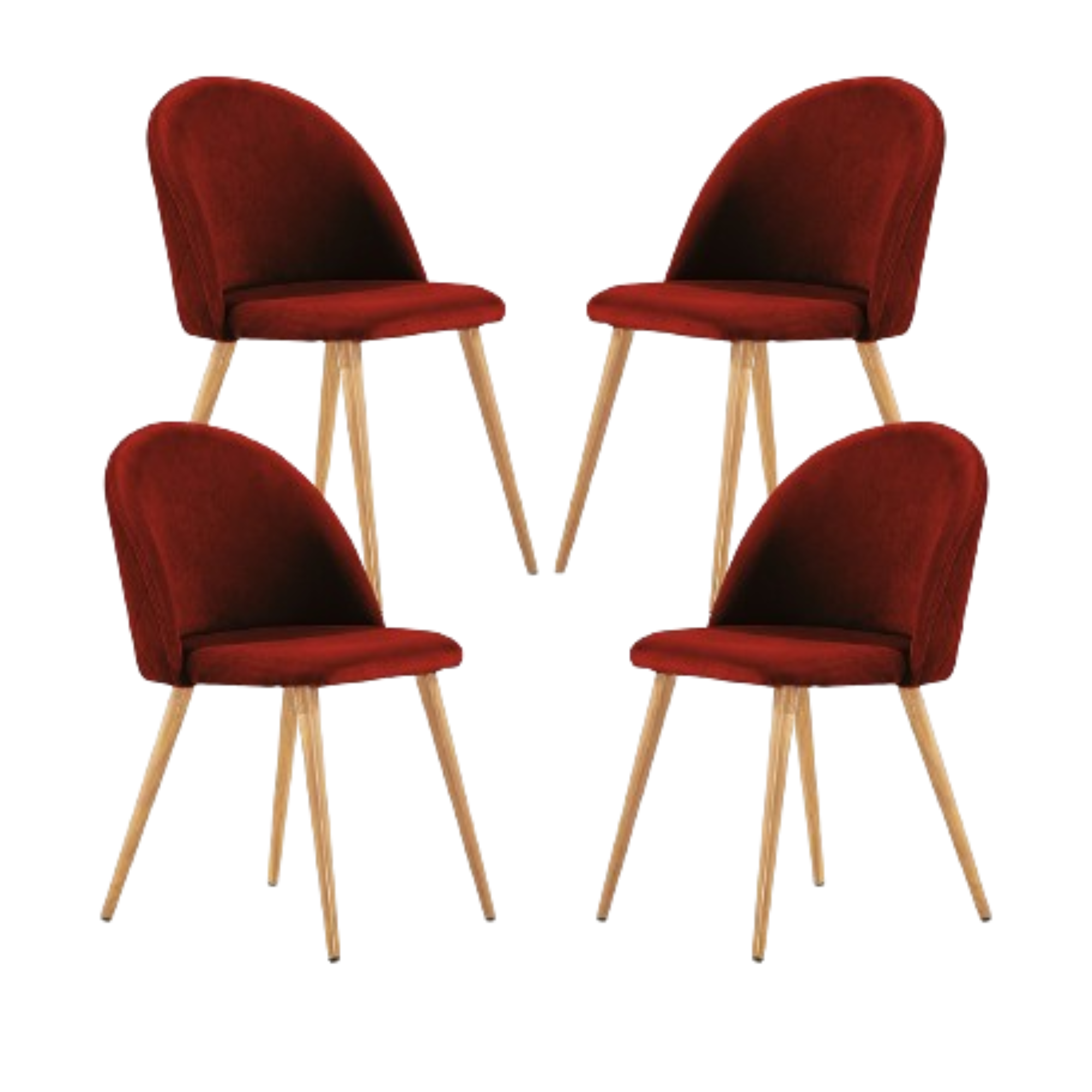 Velvet Dining Chair Or Dressing Table Chair Red Set of 4