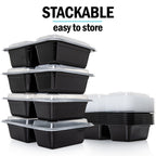 2-Compartment Reusable Containers with Airtight Lids 887ml