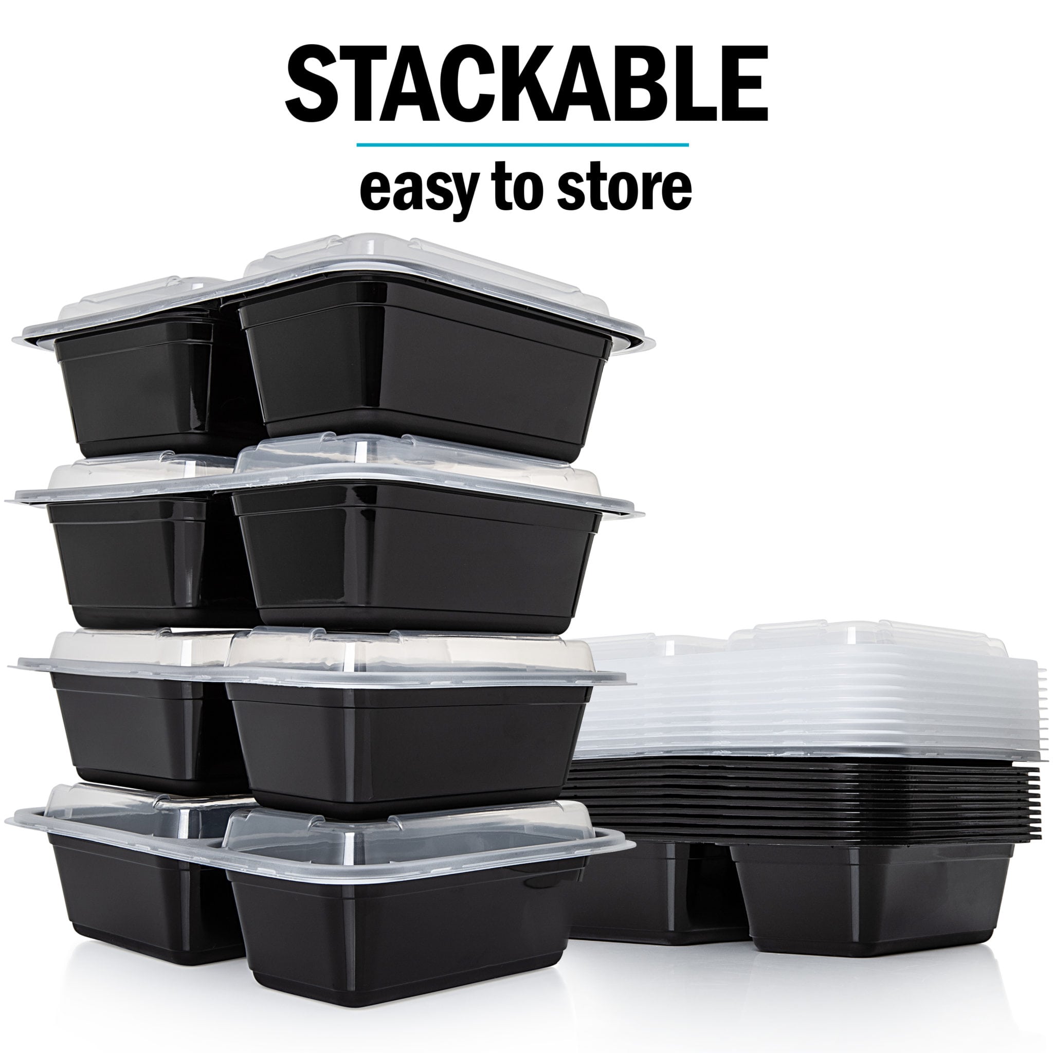 2-Compartment Reusable Containers with Airtight Lids 887ml