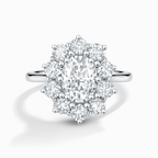 2.5 ct Oval Moissanite Halo Engagement Ring in Sterling Silver