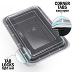 1-Compartment Reusable Plastic Containers - 828ml