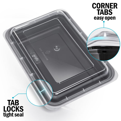 1-Compartment Reusable Plastic Containers - 828ml