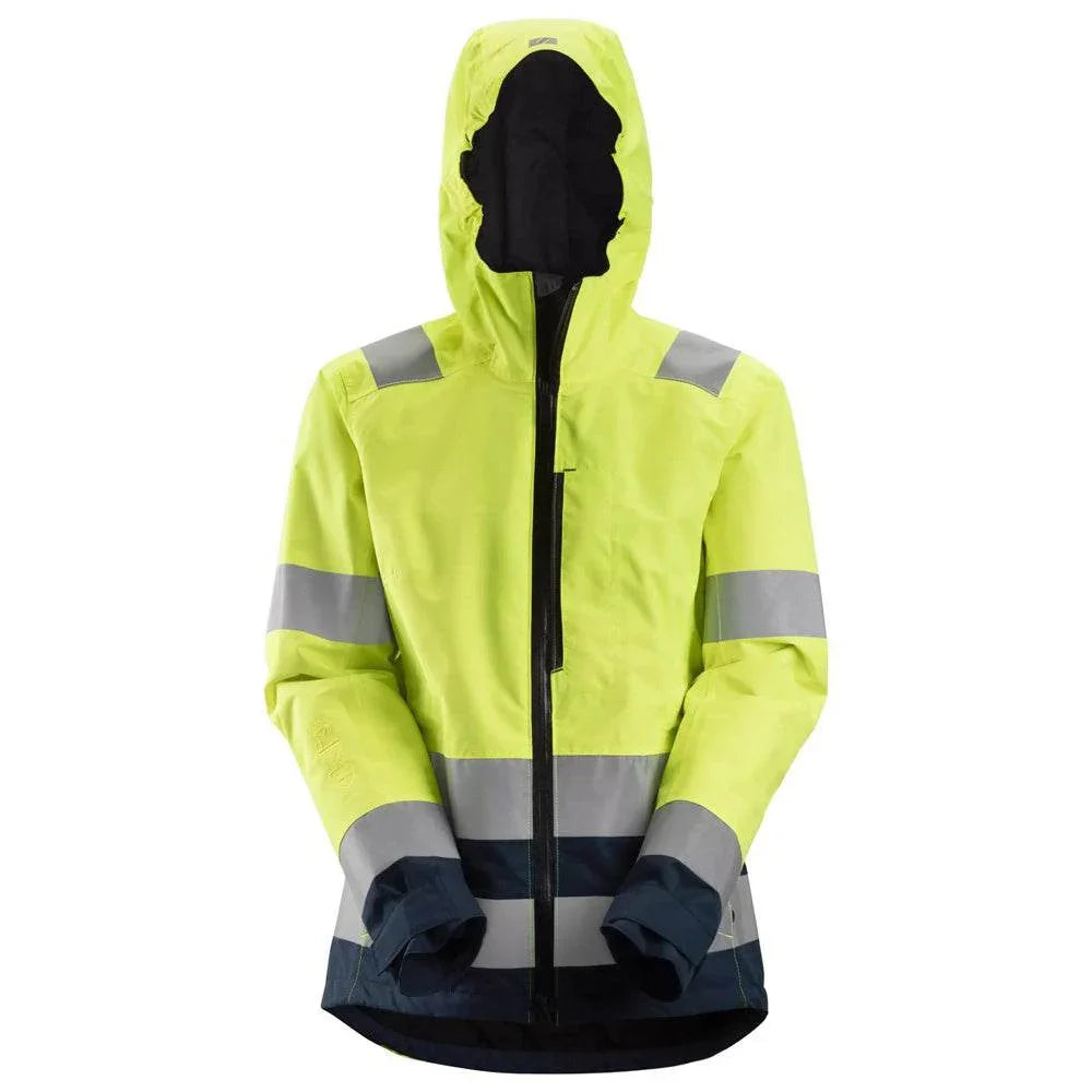 Snickers 1347 AllroundWork, Women’s Hi-Vis Waterproof Shell Jacket Class 2/3 Various Colours Yellow - Black