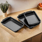 Set of Three Roasting Trays with Wire Racks