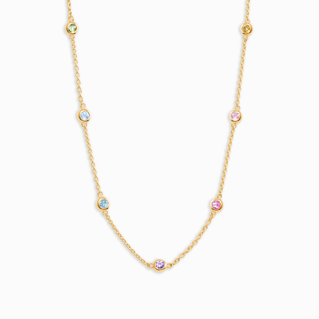 Rainbow Gemstone Necklace in 18k Gold Vermeil