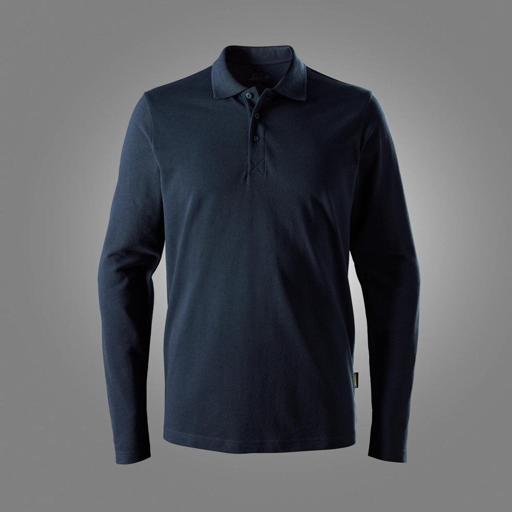 Snickers 2608 Long Sleeve Pique Polo Work Shirt Navy Blue