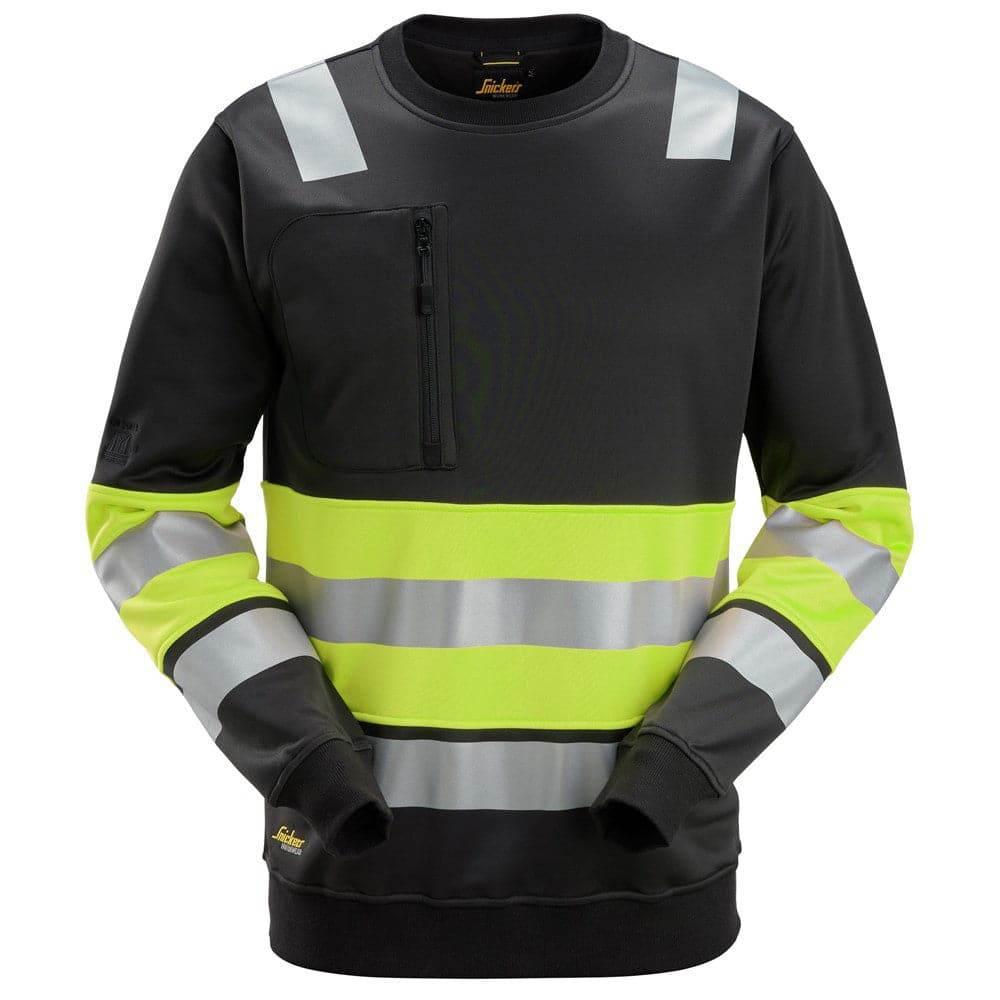 Snickers 8031 High-Vis Class 1 Sweatshirt Black/Yellow 3XL
