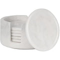 Set of 6 White Marble Coasters with Holder