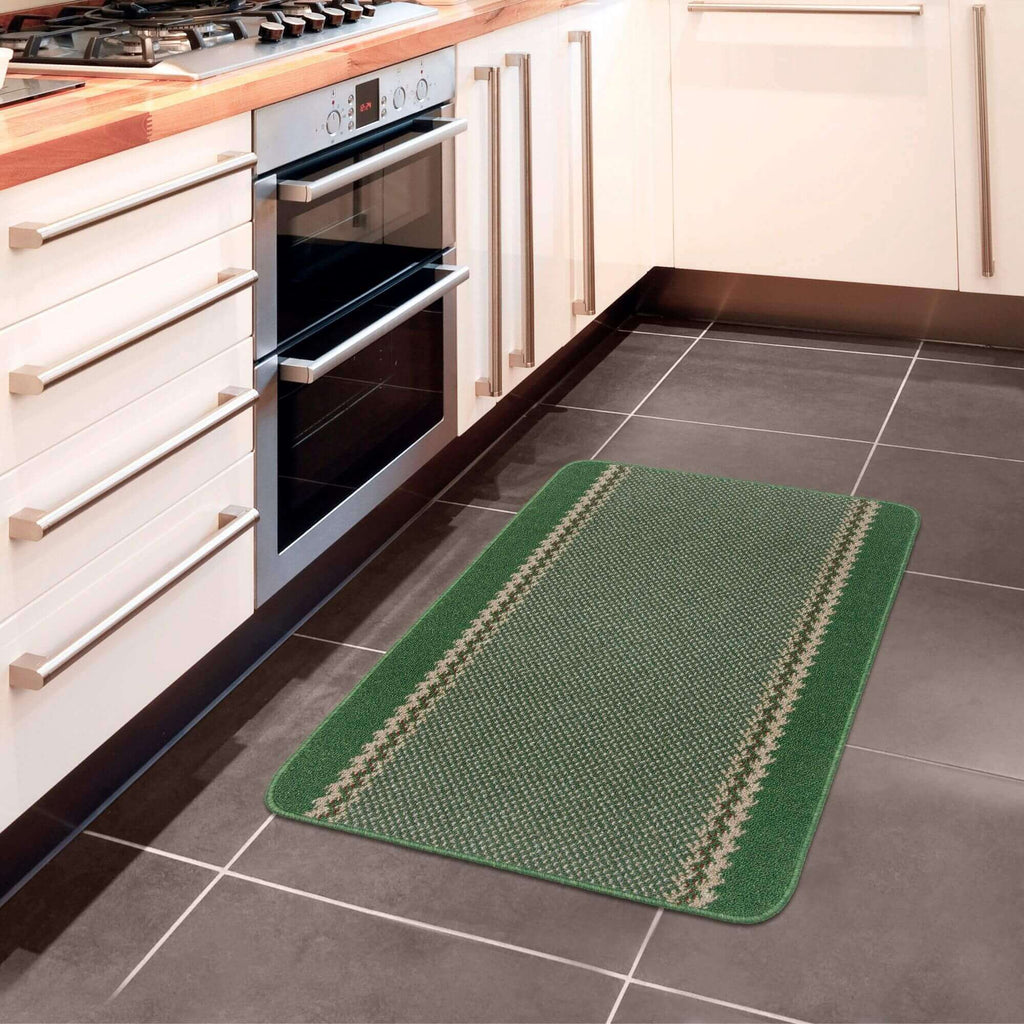 Washable Designer Bordered Green Rug