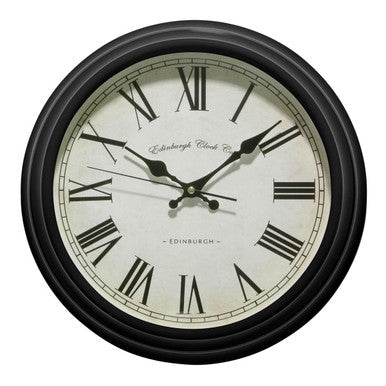 36cm Dia Black Lined Rim Wall Clock